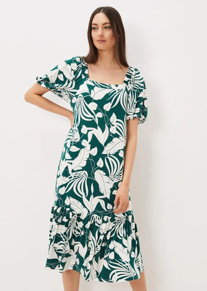 Aayra Palm Print Midaxi Dress Peacock Women Phase Eight Dresses