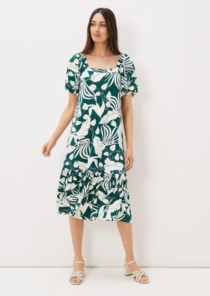 Aayra Palm Print Midaxi Dress Peacock Women Phase Eight Dresses