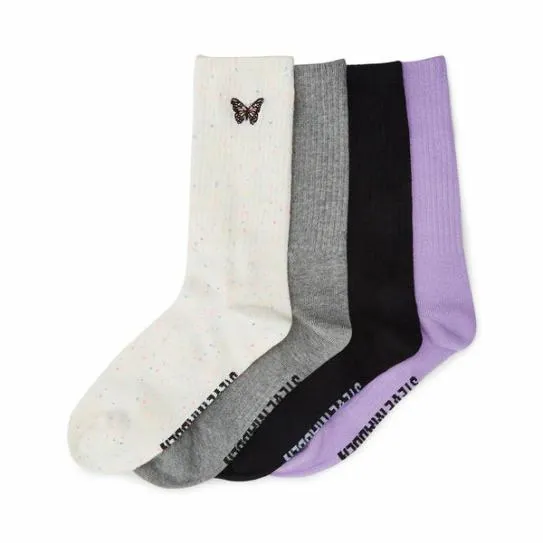 Accessories BUTTERFLY CREW SOCKS WHITE MULTI White Multi Steve Madden Socks and Tights