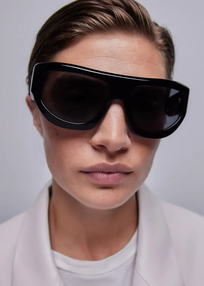 Accessories WomenMen The Frankie Shop Port Tanger Dost Sunglasses 8211 Black AcetateBlack Lens
