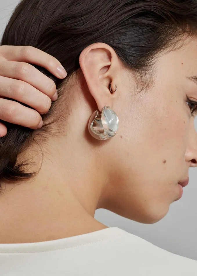 Accessories Women The Frankie Shop Coperni Logo Earrings 8211 Clear Transparent
