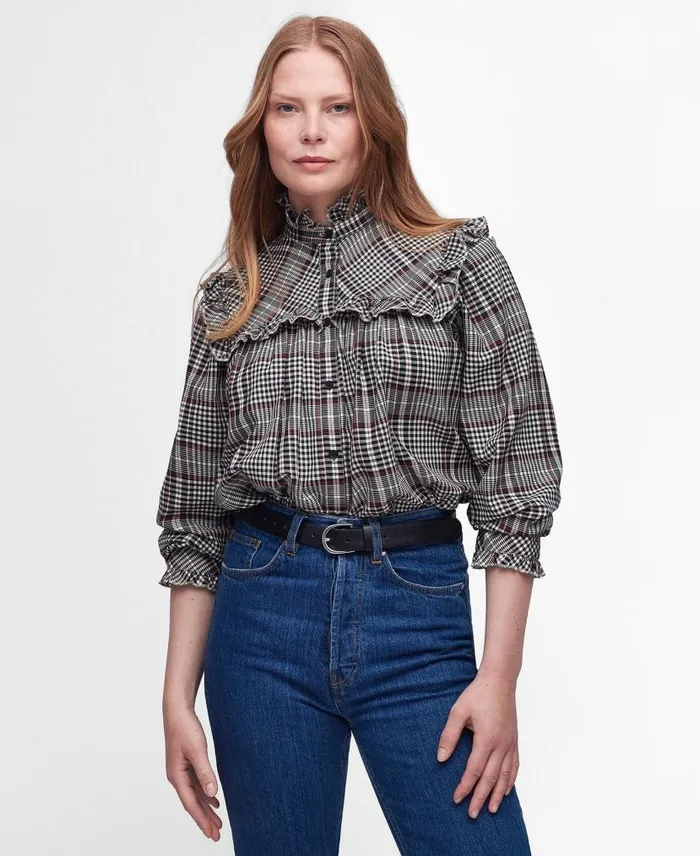 Adela LongSleeved Shirt Sepia Tartan Women Barbour Shirts and Blouses
