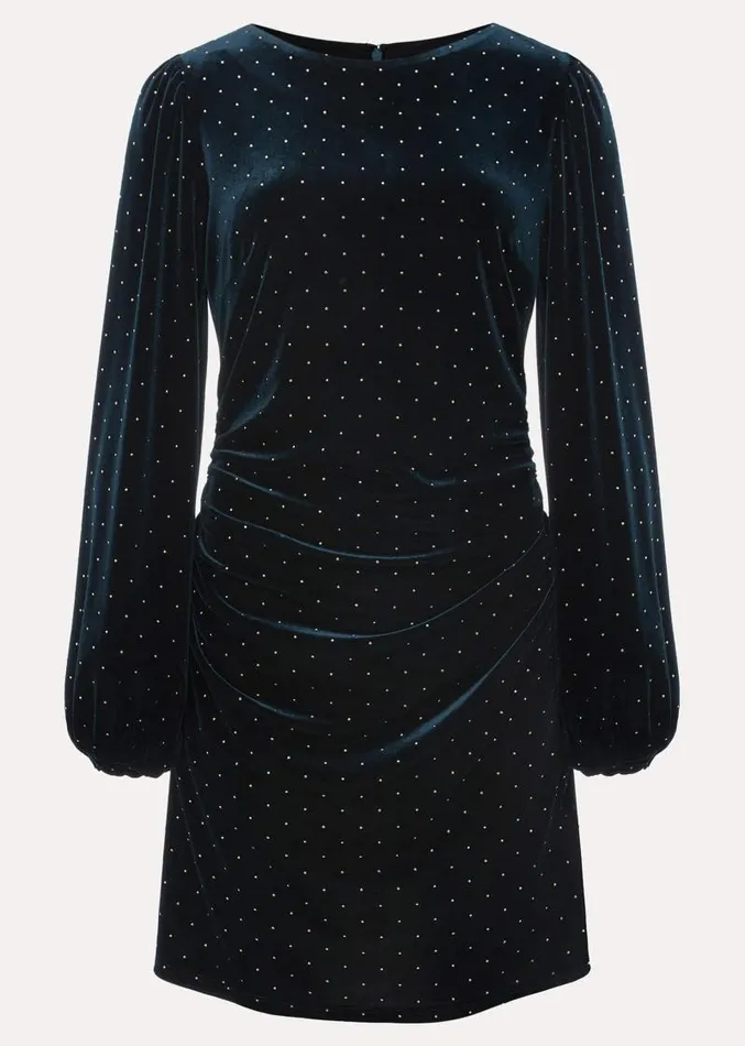 Adele Studded Velvet Dress Dark Teal Women Phase Eight Dresses