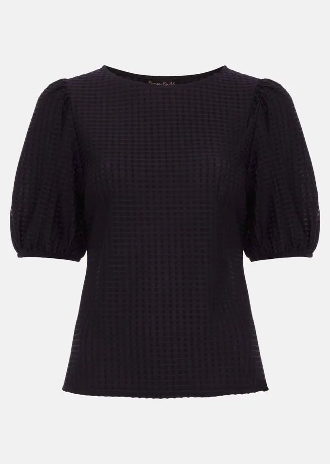 Adley Texture Bubble Sleeve Top Navy Women Phase Eight Tops and TShirts