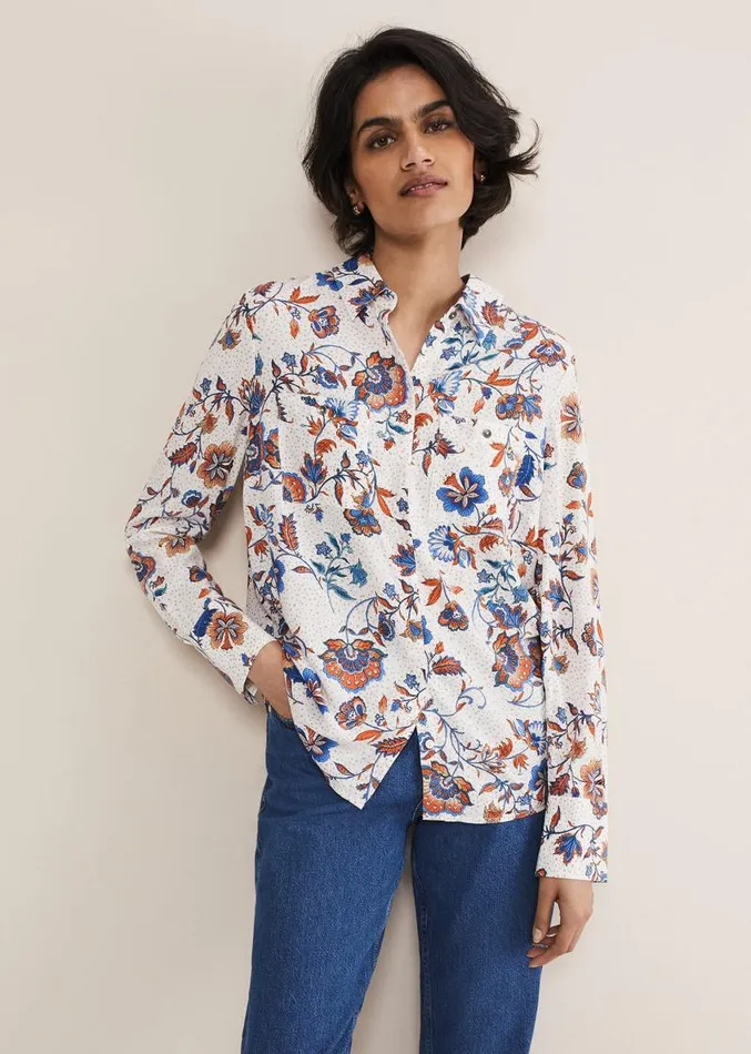 Adriel Floral Shirt Creammulti Women Phase Eight Shirts and Blouses