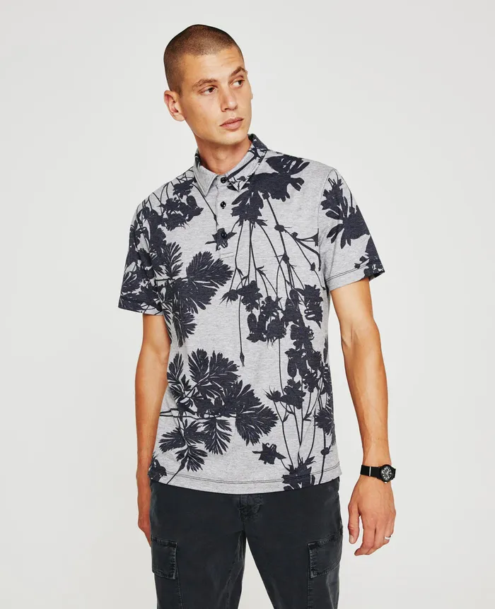 AG Jeans Polos Men Bryce Polo BOLD FLOWER HEATHER GREY MULTI