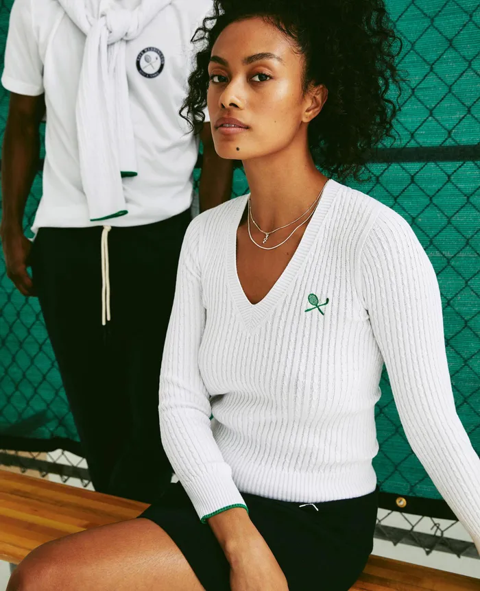 AG Jeans Sweatshirts Women Weddington Varsity Sweater EB RACKET CLUB EMBLEM MATCH WH