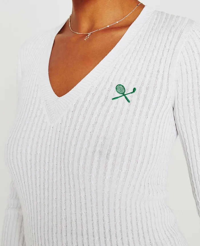 AG Jeans Sweatshirts Women Weddington Varsity Sweater EB RACKET CLUB EMBLEM MATCH WH AG Jeans Sweatshirts Women Weddington Varsity Sweater EB RACKET CLUB EMBLEM MATCH WH