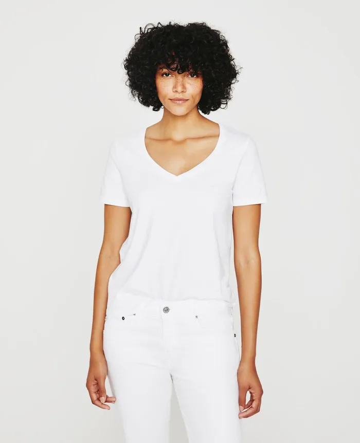AG Jeans Tees and Tanks Women Jagger Vee TRUE WHITE