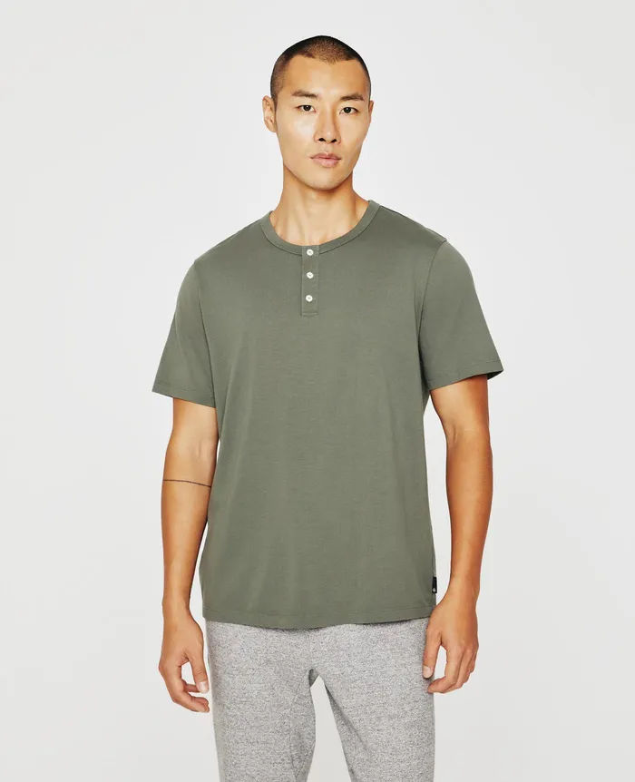 AG Jeans Tees Men Bryce Short Sleeve Henley HUNTER SAGE