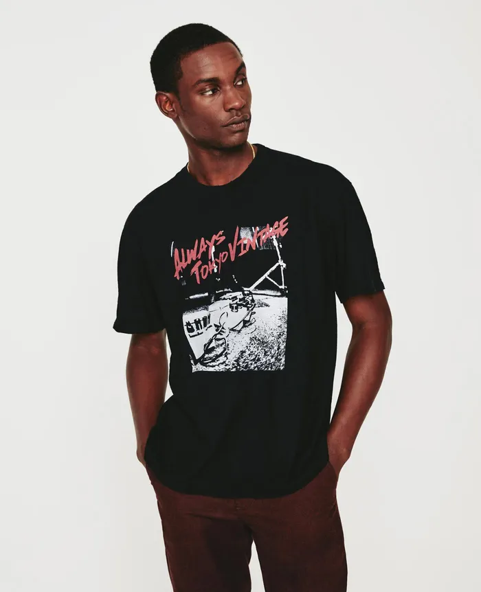 AG Jeans Tees Men Wesley Crew LIVE BAND 5 YEARS TRUE BLACK