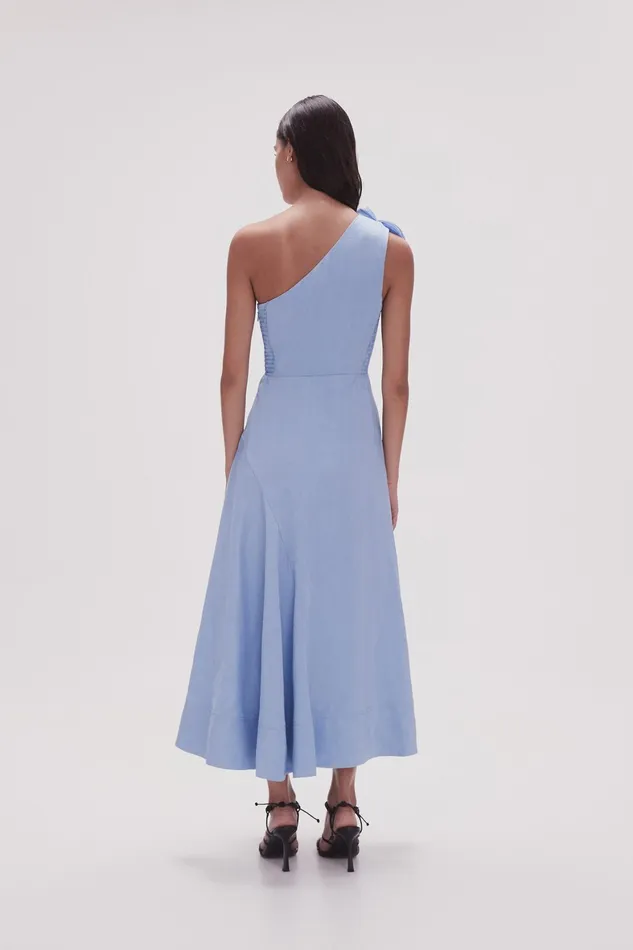 Aje Adelia Ruffle Midi Dress Light Sky Blue Women Dresses
