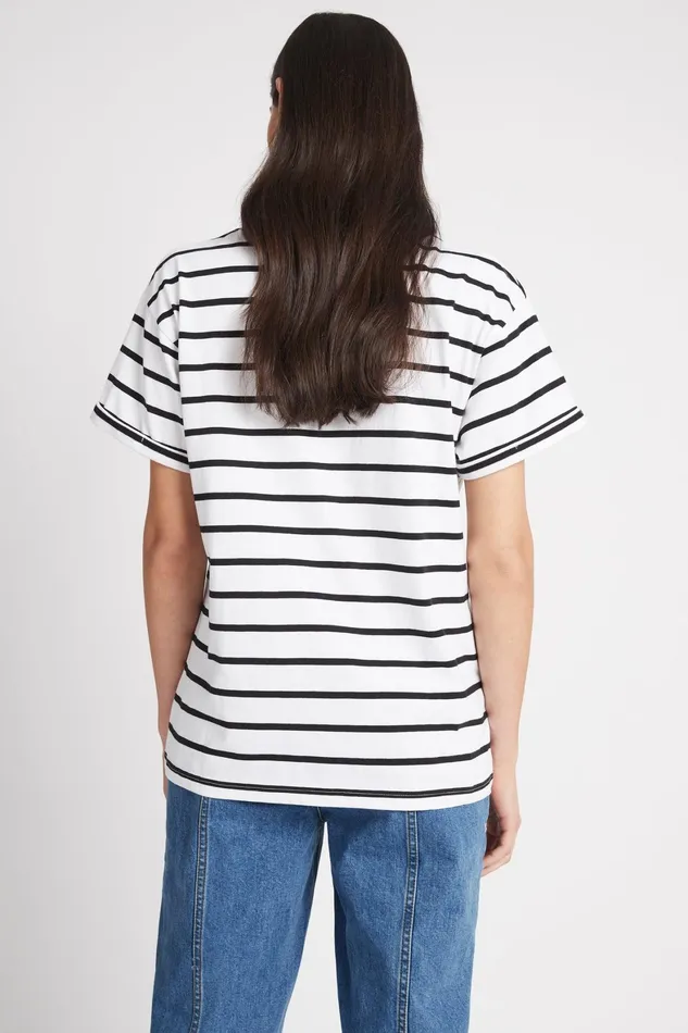Aje Aje Logo Tee Blackwhite Stripe Women Tees