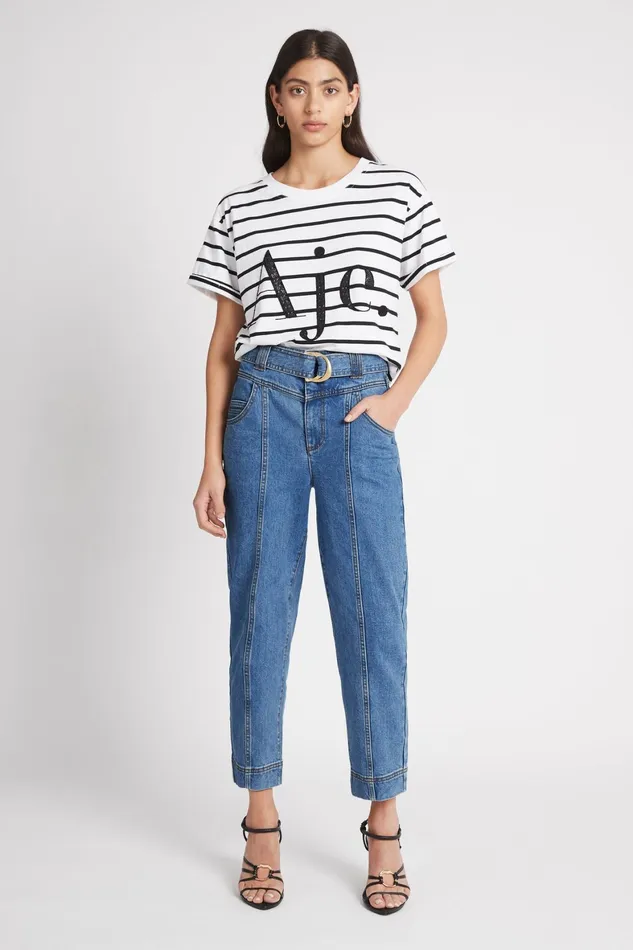Aje Aje Logo Tee Blackwhite Stripe Women Tees
