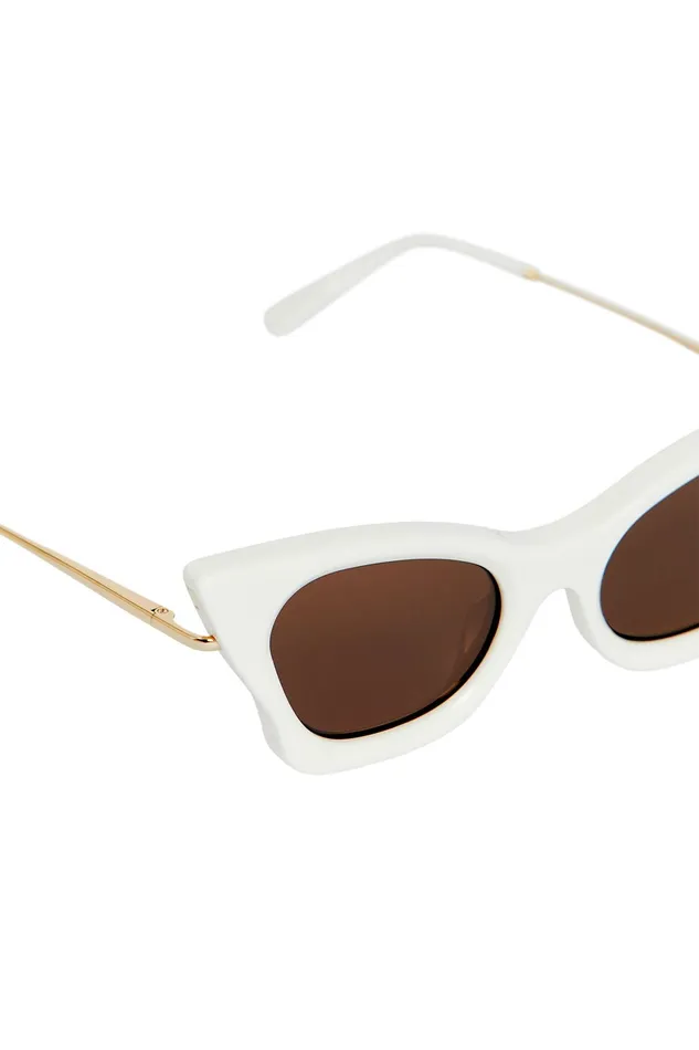 Aje Aje X Local Supply The Cat Eye Sunglasses Whitebrown Lens Women Sunglasses