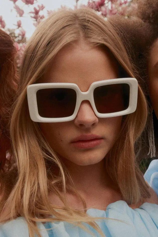 Aje Aje X Local Supply The Square Sunglasses Whitegrey Lens Women Sunglasses