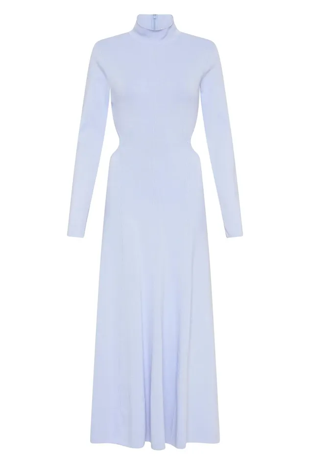 Aje Anika Cut Out Knit Dress Cool Lavender Women Body and Crepe Knit
