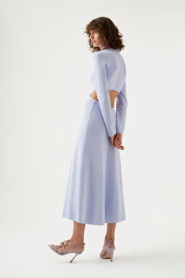 Aje Anika Cut Out Knit Dress Cool Lavender Women Body and Crepe Knit