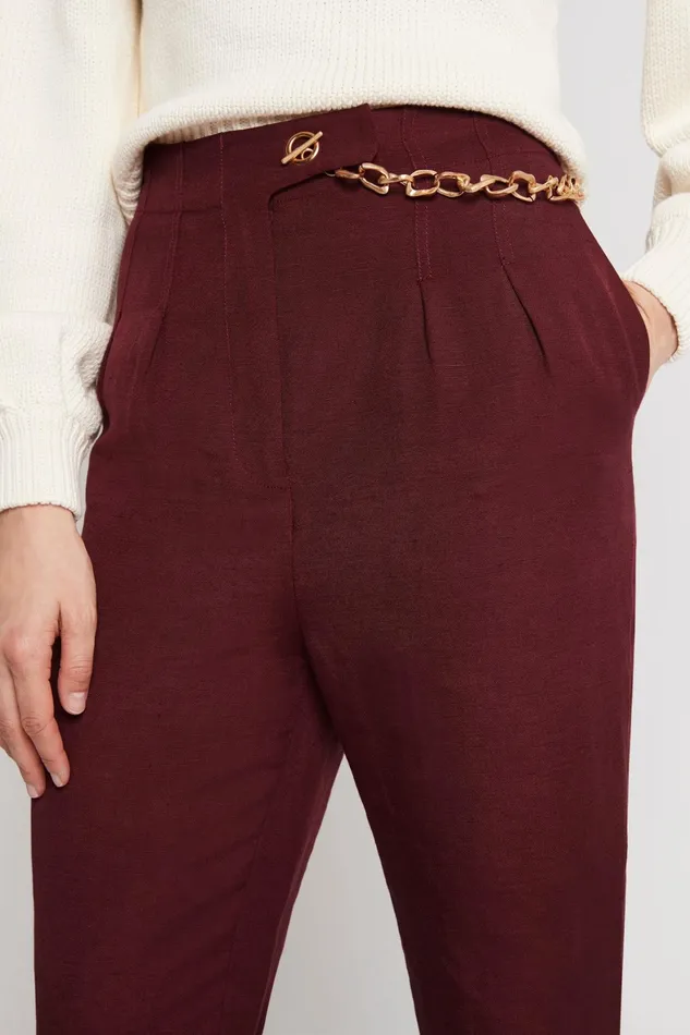 Aje Annabelle Chain Link Pant Chestnut Red Women Pants