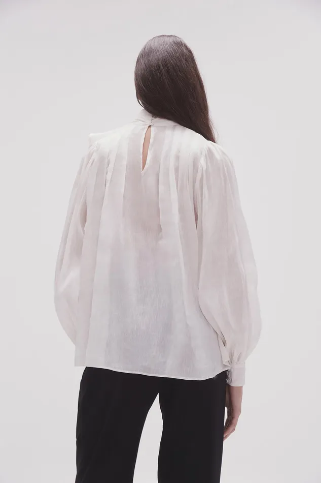Aje Aura Frilled Tie Blouse Ivory Women Tops