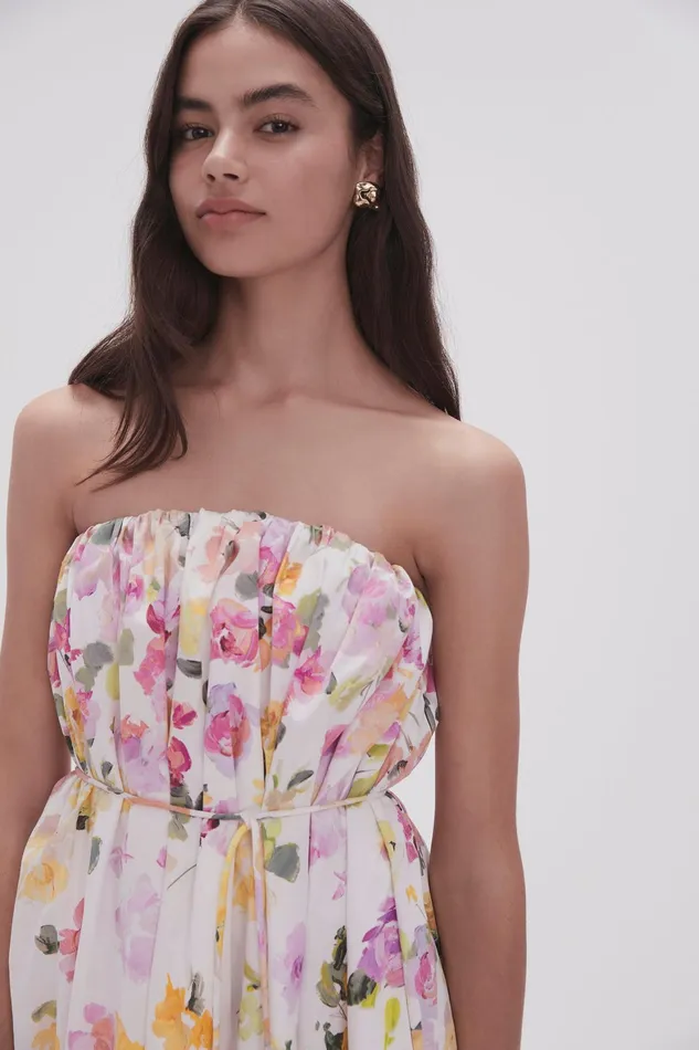 Aje Ayla Strapless Mini Dress Scattered Floral Women Dresses