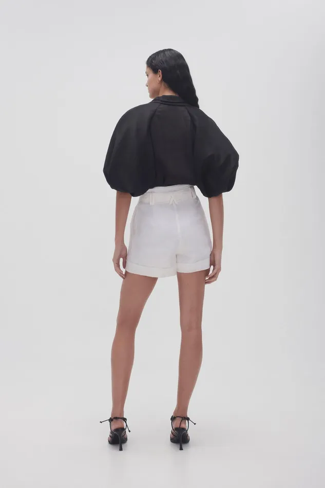 Aje Byblos Belted Linen Short Ivory Women Shorts