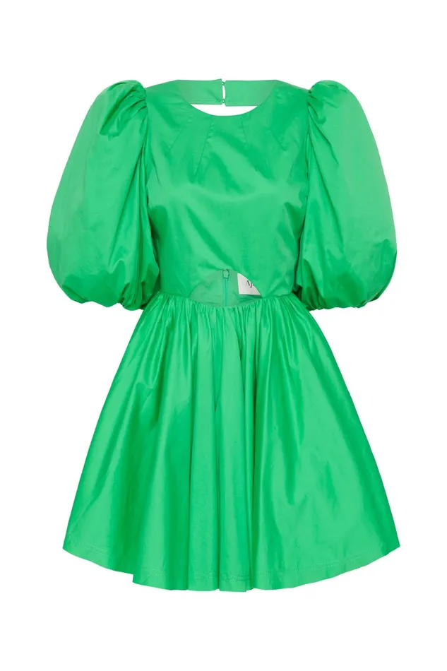 Aje Colette Abstract Cut Out Mini Dress Grass Green Women Dresses