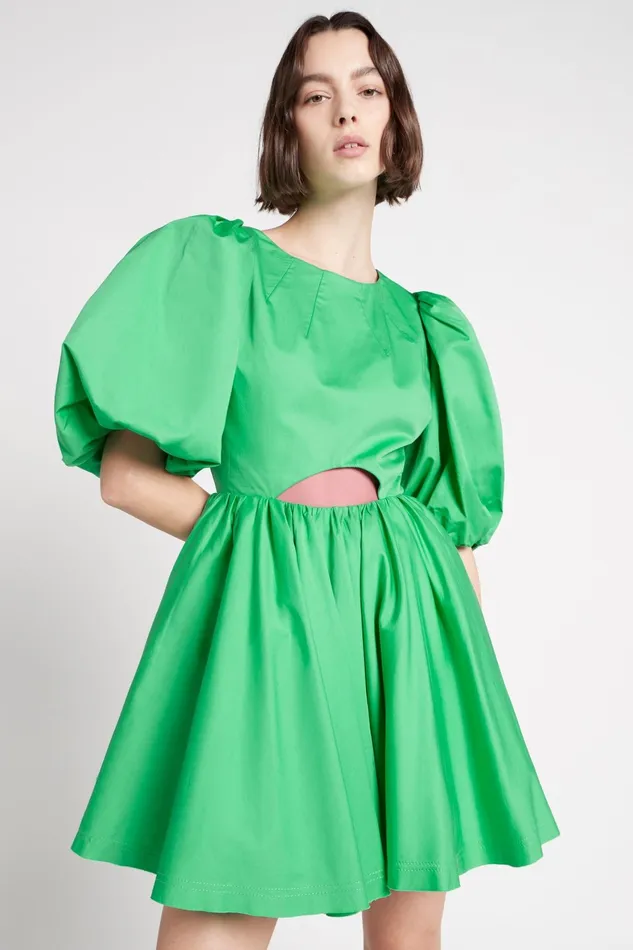 Aje Colette Abstract Cut Out Mini Dress Grass Green Women Dresses