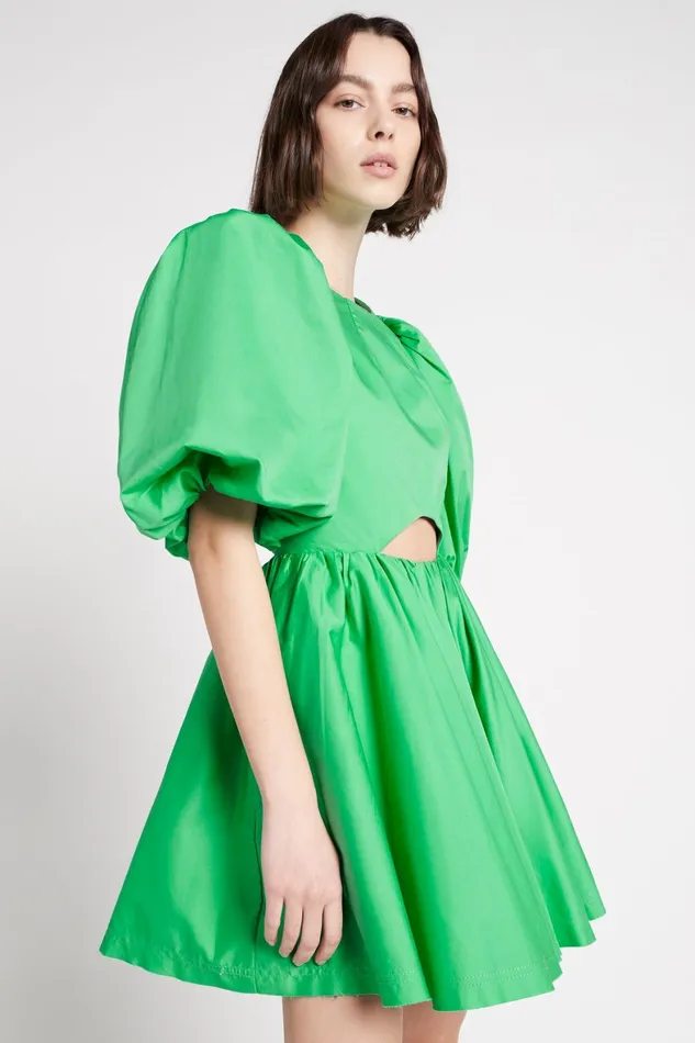 Aje Colette Abstract Cut Out Mini Dress Grass Green Women Dresses