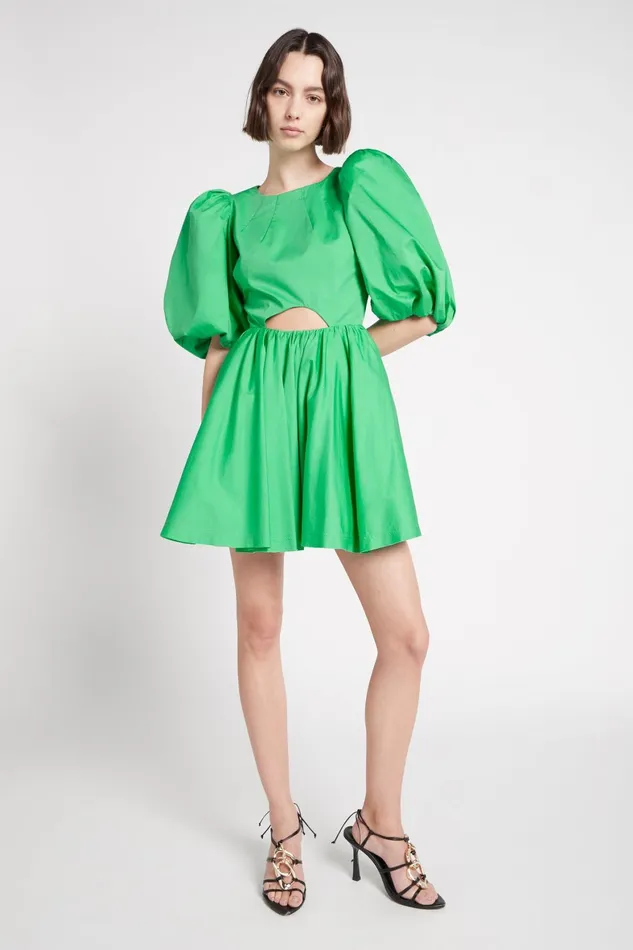 Aje Colette Abstract Cut Out Mini Dress Grass Green Women Dresses