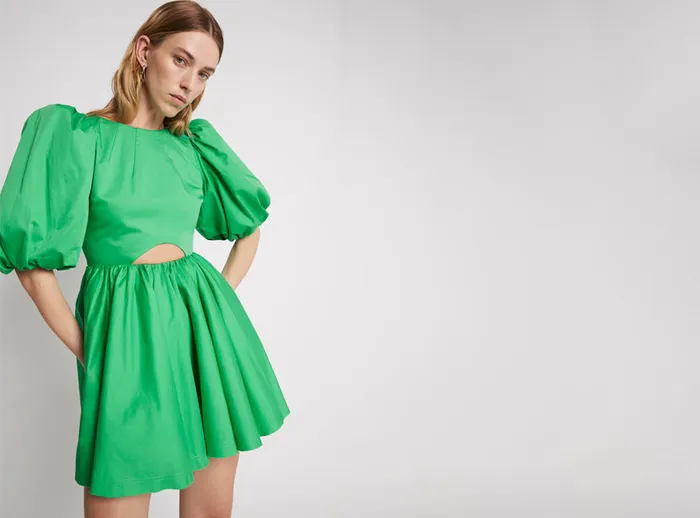 Aje Colette Abstract Cut Out Mini Dress Grass Green Women Dresses
