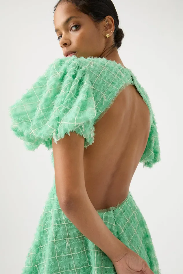 Aje Context Embellished Mini Dress Marine Green Women Dresses