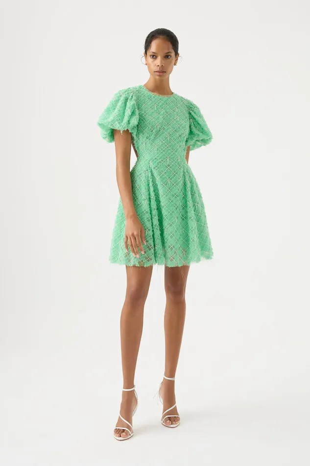 Aje Context Embellished Mini Dress Marine Green Women Dresses