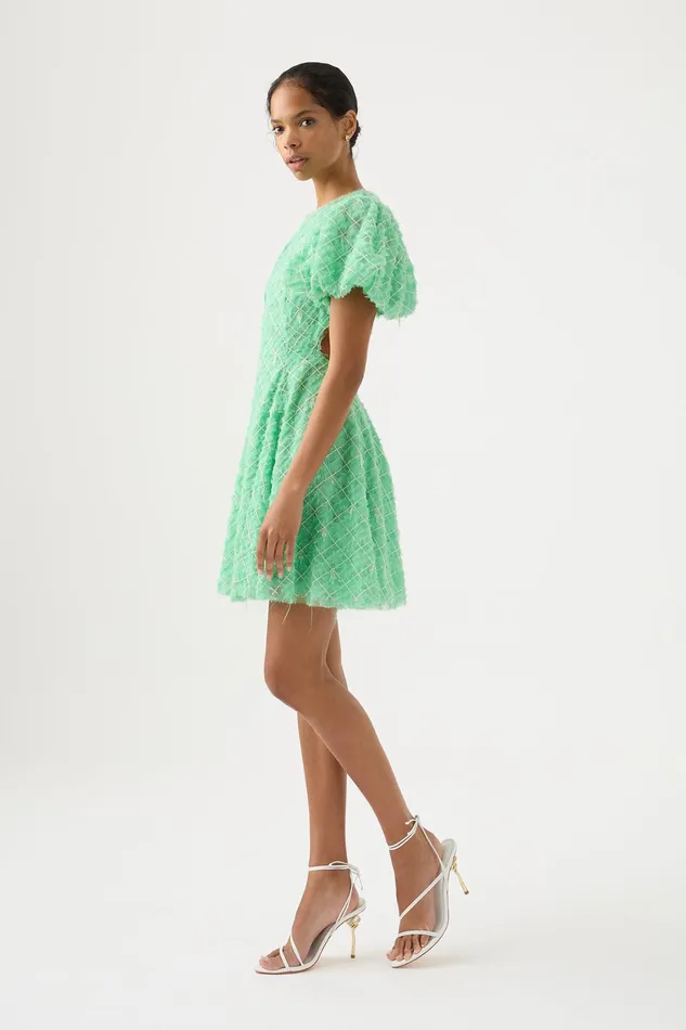 Aje Context Embellished Mini Dress Marine Green Women Dresses