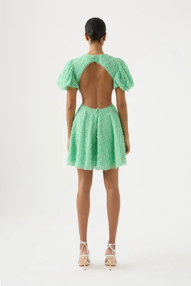 Aje Context Embellished Mini Dress Marine Green Women Dresses