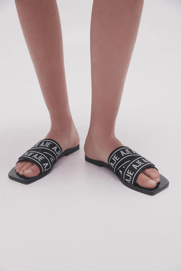Aje Cosmos Logo Slide Black Women Leather