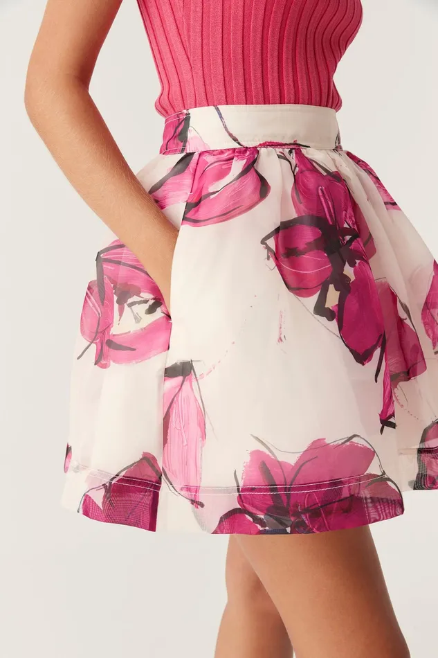Aje Dixie Flared Mini Skirt Falling Florals Women Skirts