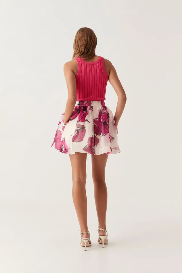 Aje Dixie Flared Mini Skirt Falling Florals Women Skirts