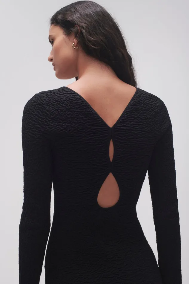 Aje Echo Bubble Body Dress Black Women Body and Crepe Knit