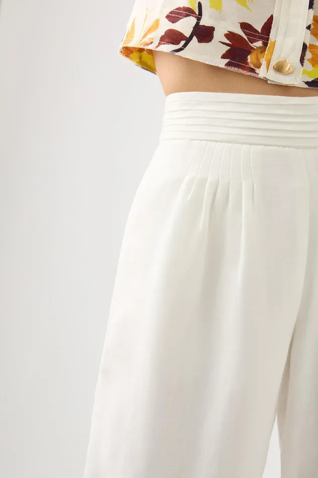 Aje Jeanne Pintuck Wide Leg Pant Ivory Women Pants