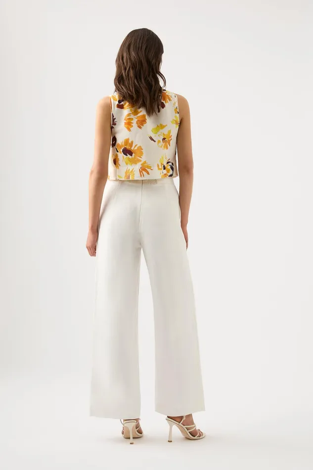 Aje Jeanne Pintuck Wide Leg Pant Ivory Women Pants