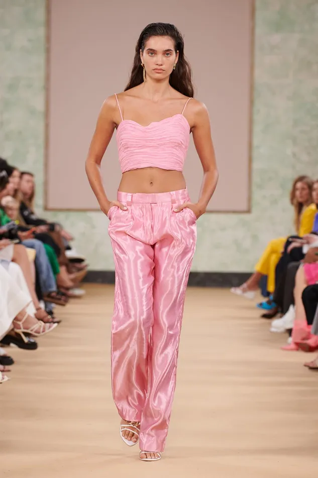 Aje Laurier Wave Cropped Top Ballet Pink Women Tops