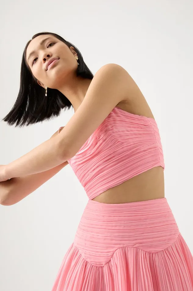 Aje Laurier Wave Cropped Top Ballet Pink Women Tops