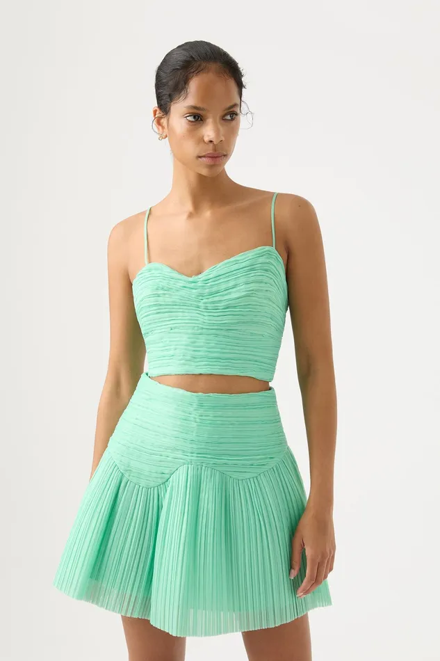 Aje Laurier Wave Mini Skirt Marine Green Women Skirts