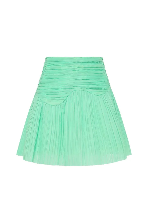 Aje Laurier Wave Mini Skirt Marine Green Women Skirts