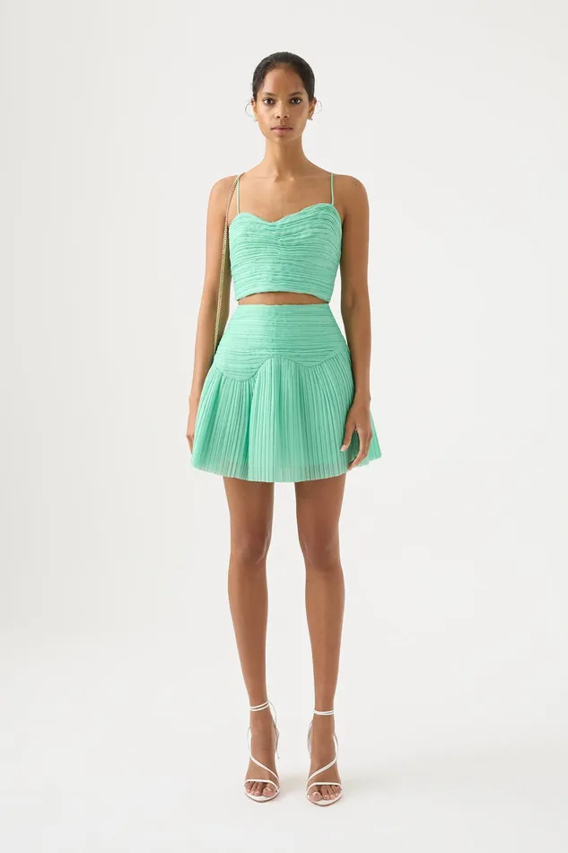 Aje Laurier Wave Mini Skirt Marine Green Women Skirts