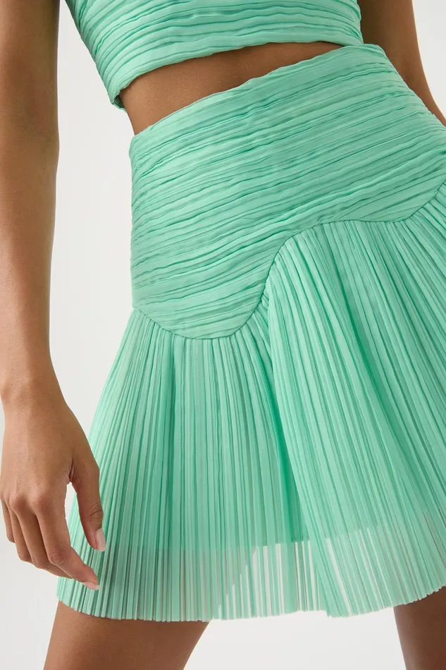 Aje Laurier Wave Mini Skirt Marine Green Women Skirts