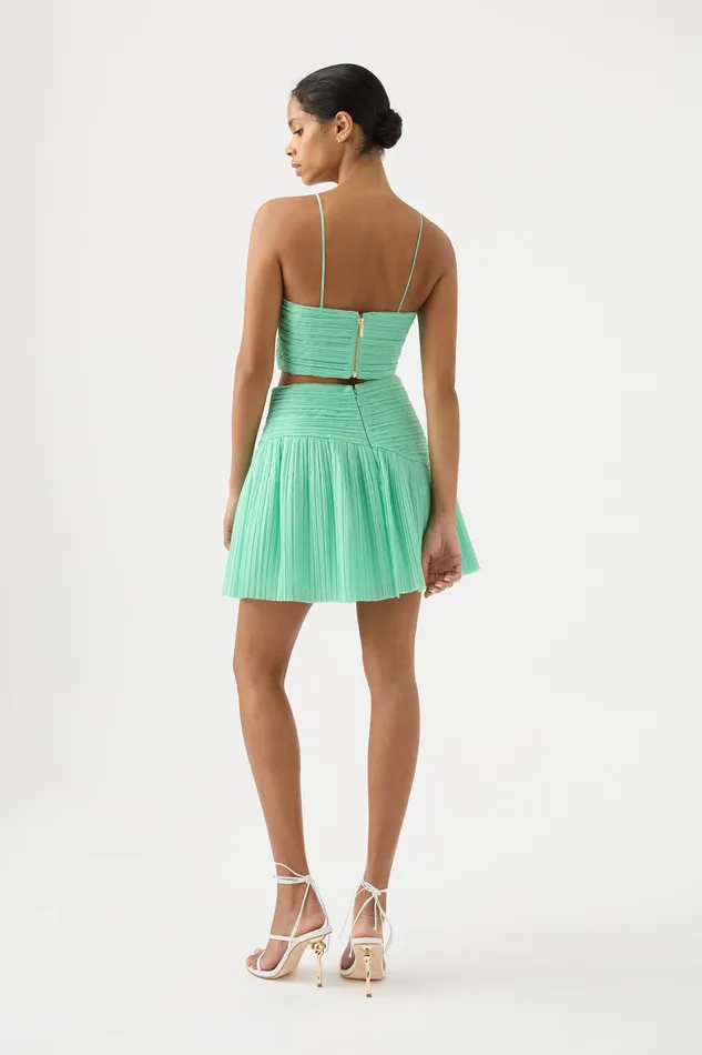 Aje Laurier Wave Mini Skirt Marine Green Women Skirts