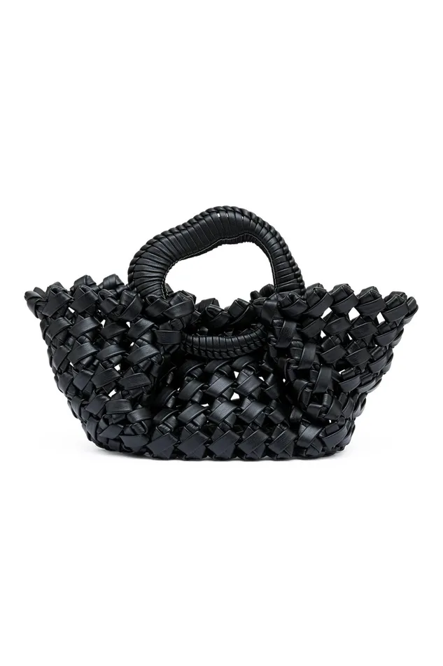 Aje Luca Woven Handle Mini Tote Black Women Handbags and Wallets