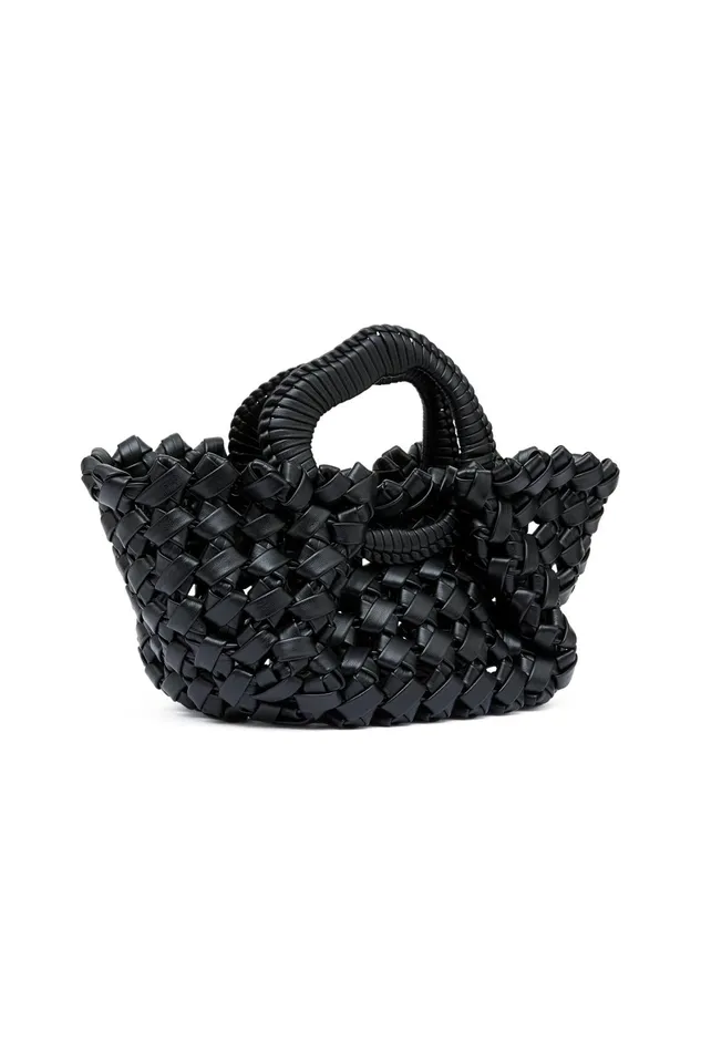 Aje Luca Woven Handle Mini Tote Black Women Handbags and Wallets